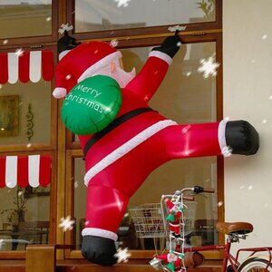 Santa Claus Inflatable Decoration 6.6ft Climbing Wall Waterproof
